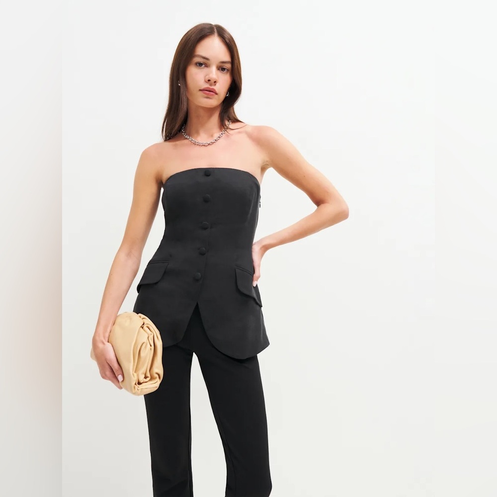 Reformation Black Strapless Tonya Top Sz 2